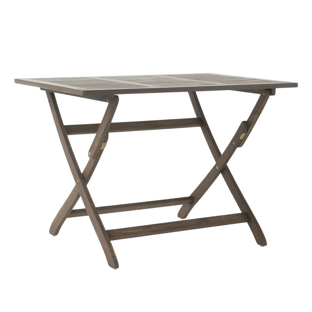Cami Outdoor Foldable Bistro Table, 44in Rectangular Gray Acacia Wood