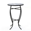 Outdoor Side End Table 14 Inch Round Blue White Mosaic Ceramic Top BM323855