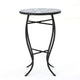 Outdoor Side End Table 14 Inch Round Blue White Mosaic Ceramic Top BM323855