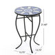 Outdoor Side End Table, 14'' Blue White Mosaic Ceramic Top