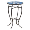 Outdoor Side End Table, 14'' Blue White Mosaic Ceramic Top