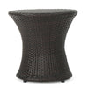 Loco Outdoor Side Table, Hourglass 20'' Brown Rattan Wicker