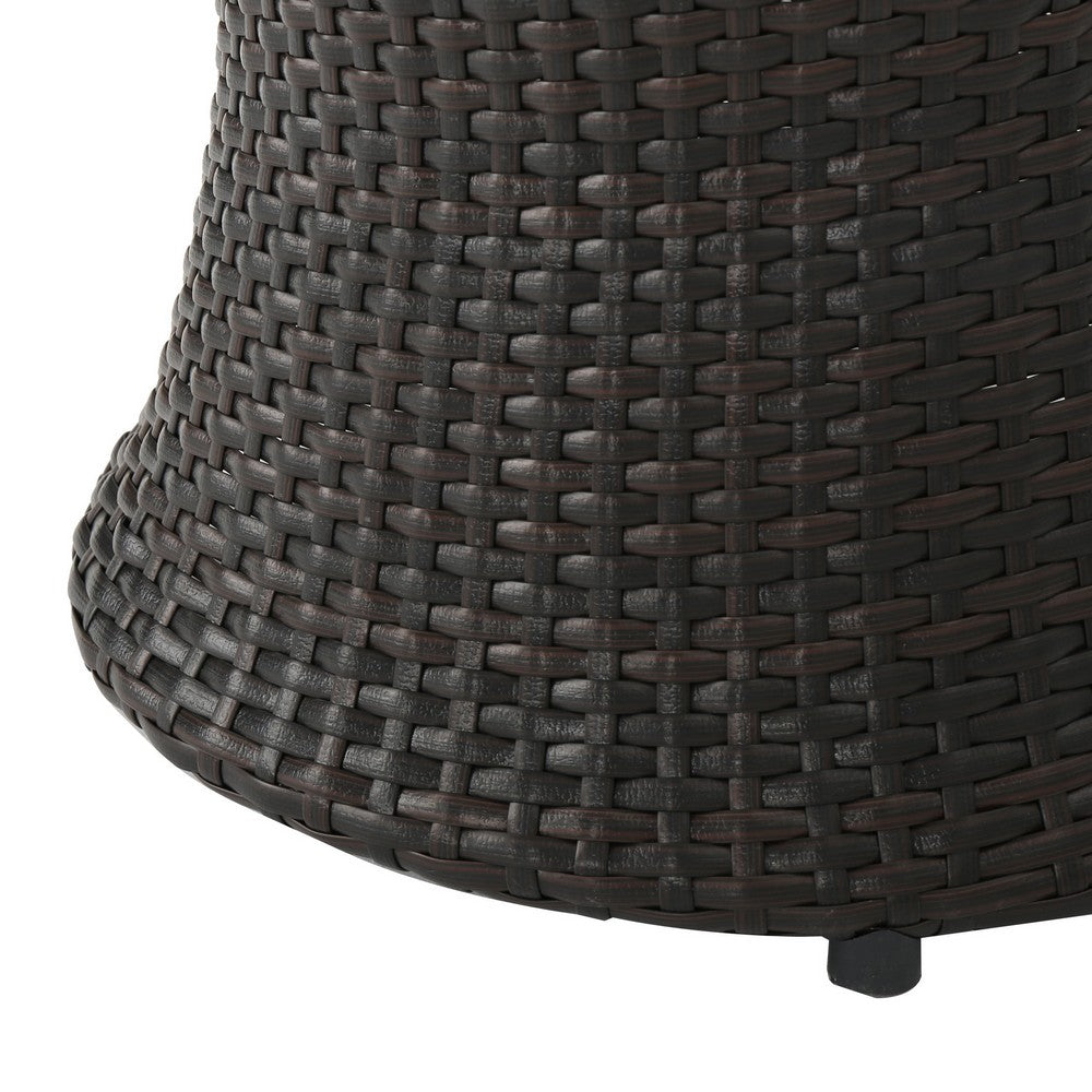 Loco Outdoor Side Table, Hourglass 20'' Brown Rattan Wicker