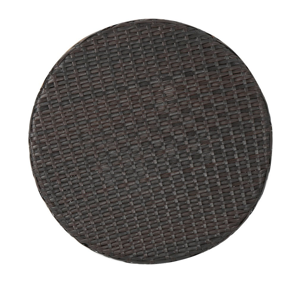 Loco Outdoor Side Table, Hourglass 20'' Brown Rattan Wicker