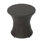 Loco Outdoor Side Table, Hourglass 20'' Brown Rattan Wicker