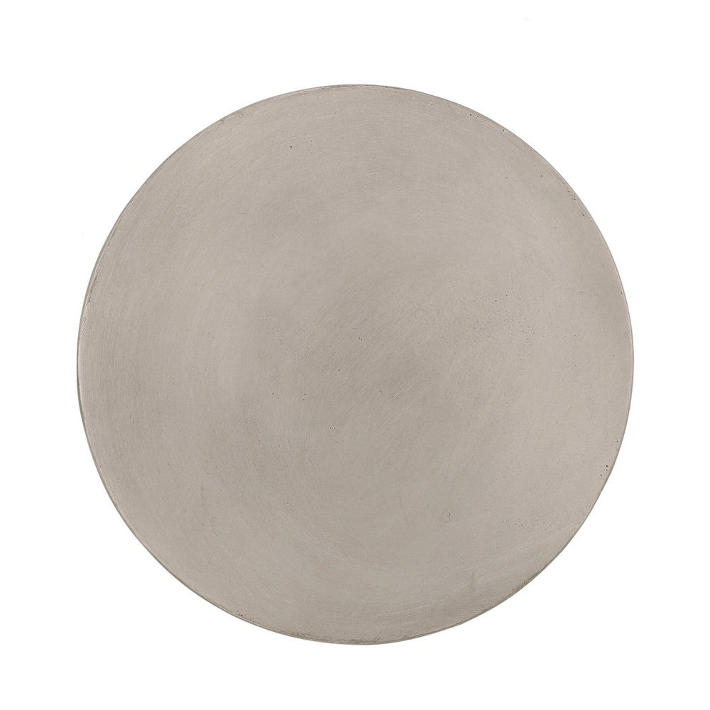 Outdoor Side Table, 16'' Round, light Gray Faux Cement
