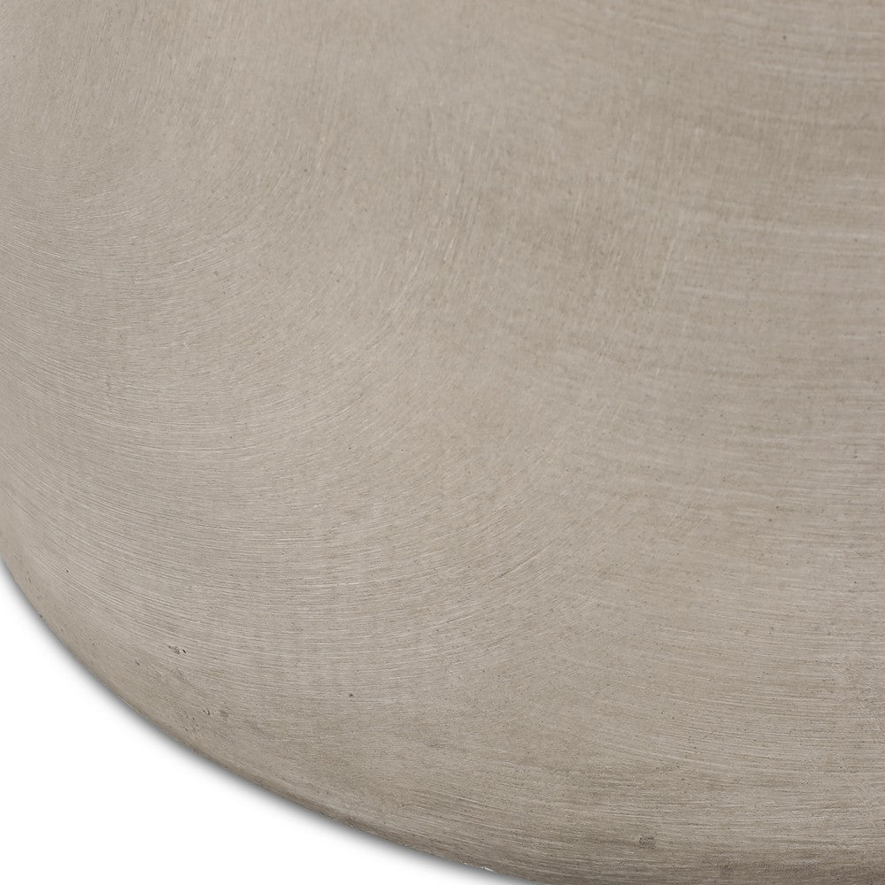 Outdoor Side Table, 16'' Round, light Gray Faux Cement