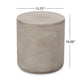 Outdoor Side Table, 16'' Round, light Gray Faux Cement