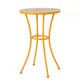 Outdoor Side Table, 14'' Round Yellow Ceramic, Orange Iron