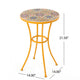 Outdoor Side Table, 14'' Round Yellow Ceramic, Orange Iron
