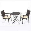 Elie Outdoor Bistro Table Set with 2 Chairs, Brown PE Rattan Wicker