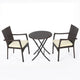 Elie Outdoor Bistro Table Set with 2 Chairs, Brown PE Rattan Wicker