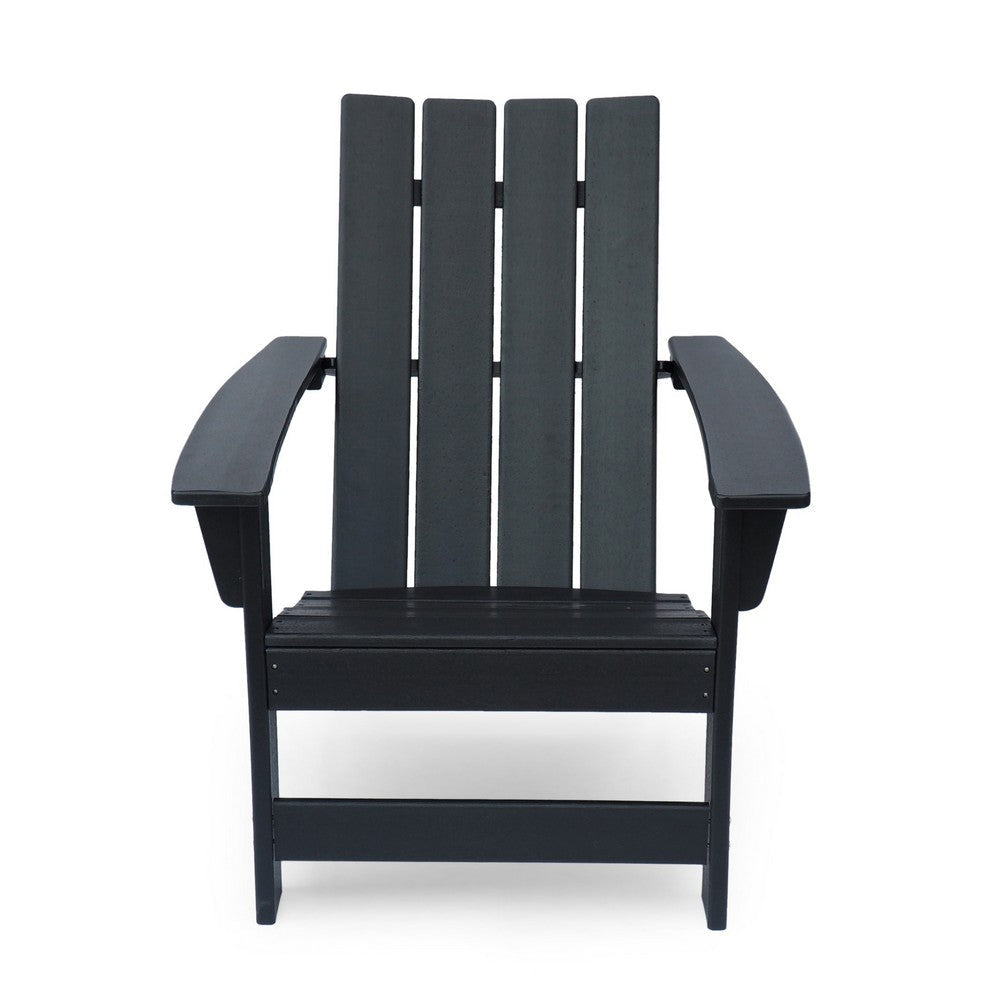 Elisa Outdoor Adirondack Chair Waterfall Front Slatted Black Finish BM323863