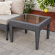 Annie Outdoor Square Accent Table, Tempered Glass, 20 Inch Gray Wicker