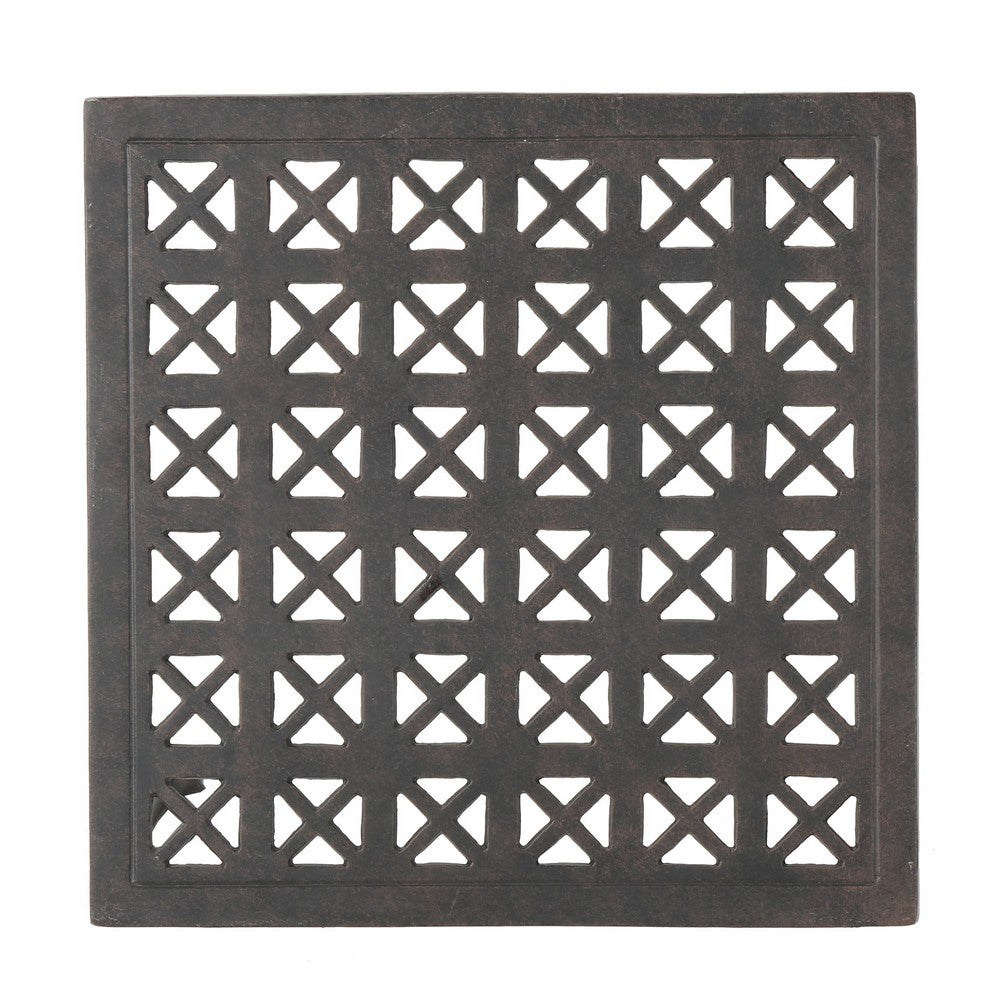 Outdoor Side Table, Open Cut Out, 18'' Bronze Metal Finish