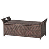 Outdoor Bench with Hinged Lid Storage 42 Inch Dark Brown PE Rattan BM323866