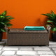 Outdoor Bench with Hinged Lid Storage, 42 Inch Dark Brown PE Rattan