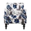 Lit Accent Chair Button Tufted Floral White Blue Print Multicolor BM323877
