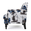 Lit Accent Chair Button Tufted Floral White Blue Print Multicolor BM323877