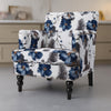 Lit Accent Chair, Button Tufted Floral White Blue Print, Multicolor