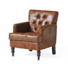 Lit Accent Chair with Classic Brown Button Tufted Microfiber Design