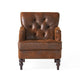Lit Accent Chair with Classic Brown Button Tufted Microfiber Design BM323878
