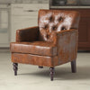 Lit Accent Chair with Classic Brown Button Tufted Microfiber Design