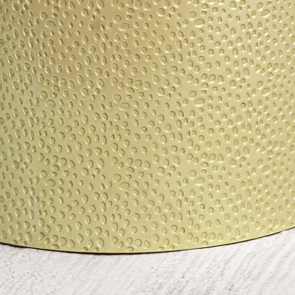 Bet Side End Table Set of 2 16 Inch Round Tray Modern Hammered Gold BM323880