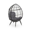Fam Outdoor Accent Chair, Cocoon Egg Shaped, Abstract Gray PE Rattan