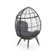 Fam Outdoor Accent Chair, Cocoon Egg Shaped, Abstract Gray PE Rattan
