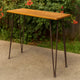 Rih Outdoor Bar Height Table, 47 Inch, Hairpin Legs, Brown Acacia Wood
