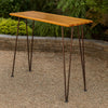 Rih Outdoor Bar Height Table, 47 Inch, Hairpin Legs, Brown Acacia Wood