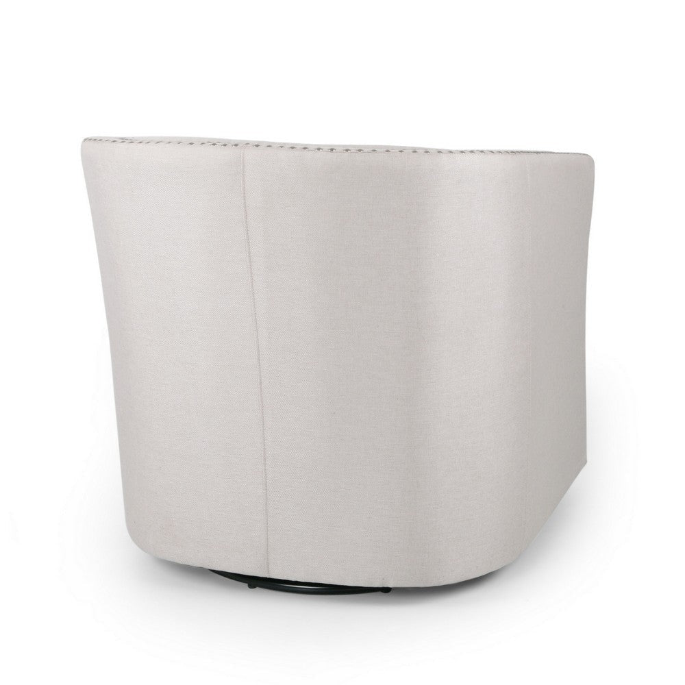 Swivel Accent Chair Classic Round Barrel Style Wheat Beige Fabric BM323885