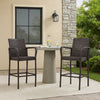 Outdoor Barstool Chair Set of 2, Gray PE Rattan Woven, Iron Frame