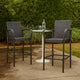 Outdoor Barstool Chair Set of 2, Gray PE Rattan Woven, Iron