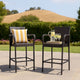 Outdoor Barstool Chair Set of 2, Gray PE Rattan Woven, Iron Frame