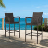 Outdoor Barstool Chair Set of 2, Gray PE Rattan Woven, Iron Frame