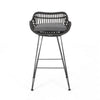 Outdoor Barstool Chair Set of 2 Low Back Woven Design Gray and Black BM323887