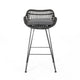 Outdoor Barstool Chair Set of 2 Low Back Woven Design Gray and Black BM323887