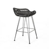 Outdoor Barstool Chair Set of 2 Low Back Woven Design Gray and Black BM323887