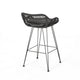 Outdoor Barstool Chair Set of 2 Low Back Woven Design Gray and Black BM323887