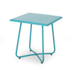 Outdoor Side Table with 18 Inch Square Top, Teal Blue Steel Frame