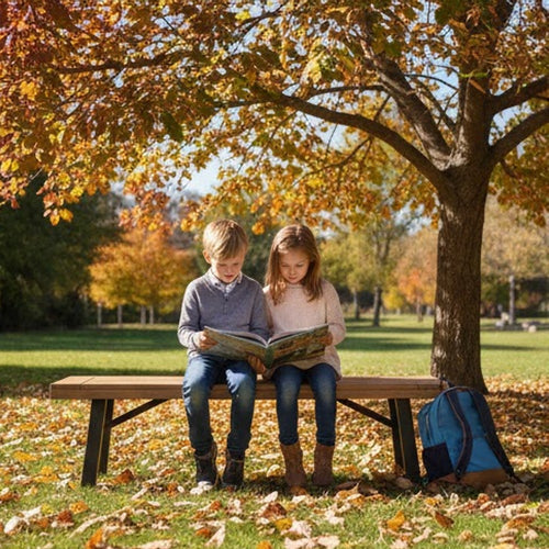 Wren Outdoor Bench Set of 2, Slat Panel, 63 Inch Brown Acacia Wood