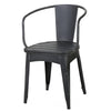 Rune Outdoor Bistro Set, 2 Chairs, Round Slatted Table, Black Iron