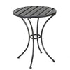 Rune Outdoor Bistro Set, 2 Chairs, Round Slatted Table, Black Iron