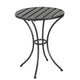 Rune Outdoor Bistro Set, 2 Chairs, Round Slatted Table, Black Iron