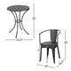 Rune Outdoor Bistro Set, 2 Chairs, Round Slatted Table, Black Iron