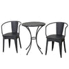 Rune Outdoor Bistro Set, 2 Chairs, Round Slatted Table, Black Iron