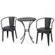 Rune Outdoor Bistro Set, 2 Chairs, Round Slatted Table, Black Iron