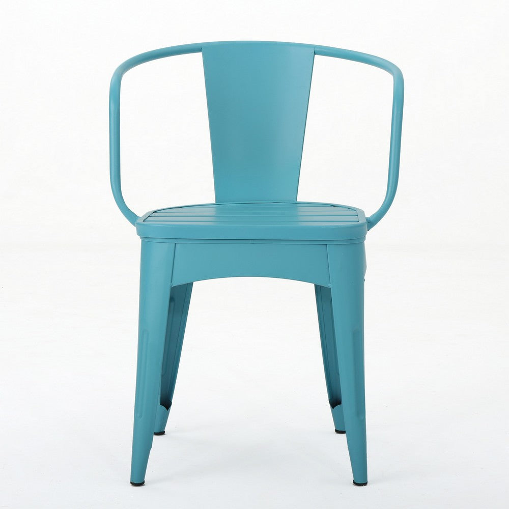 Rune Outdoor Round Bistro Table Set, 2 Chair, Teal Iron